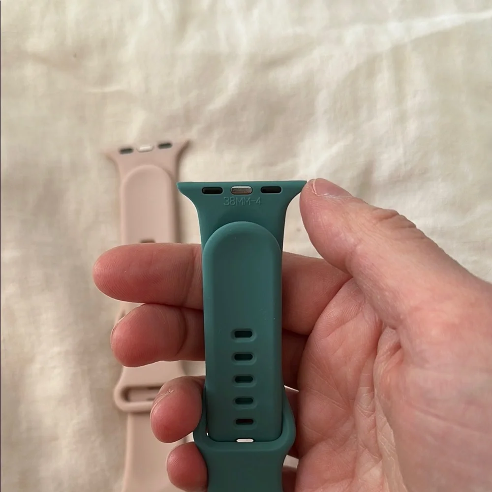NEW Set of Two Silicone Apple Watch Bands - Pink and Teal 38MM